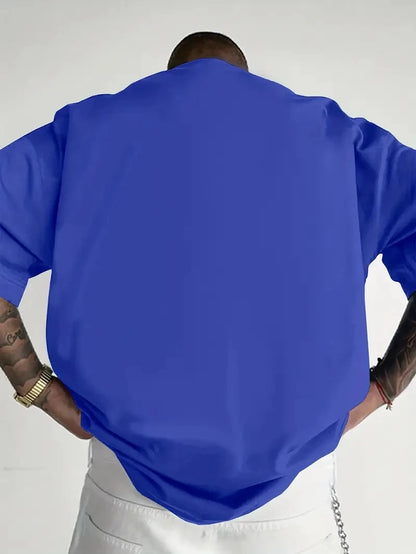 Men's 100% pure cotton fashionable casual sports loose trendy doll graffiti printed round neck short sleeved T-shirt top