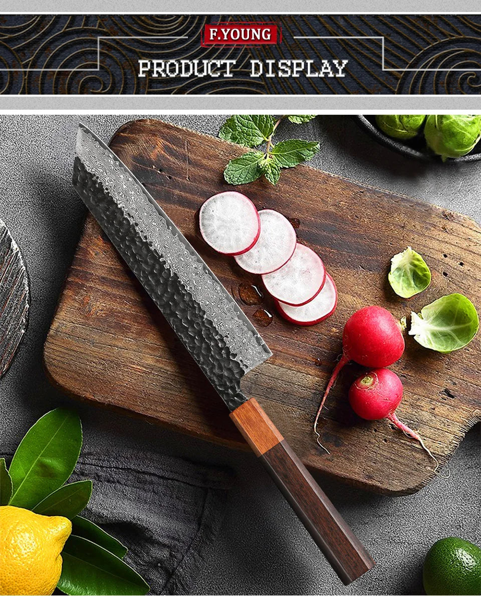 8.2" Japanese Kiritsuke Chef Knife Damascus Steel Sharp Meat Vegetable