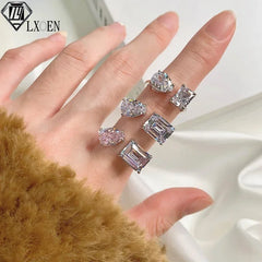 Adjustable Silver Color Rings for Women Wedding Engagement Fashion Jewelry