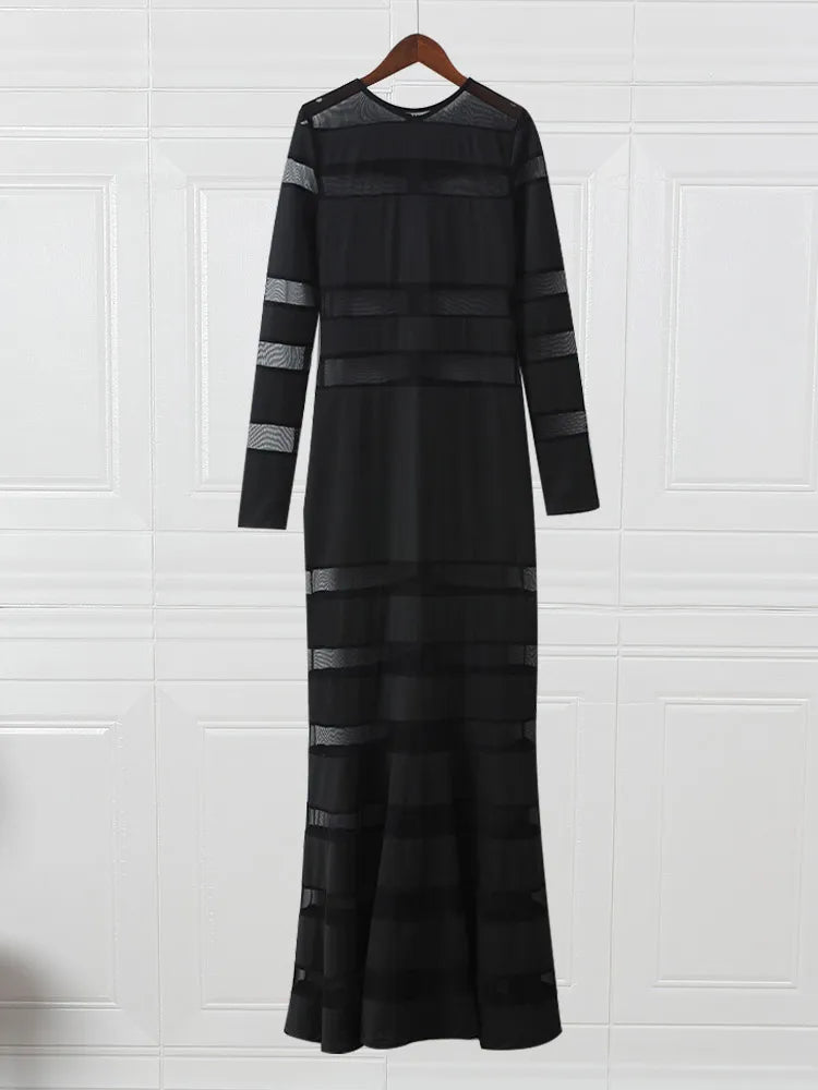 Evening wear Dresses: See Through Spliced Fishtail Dress