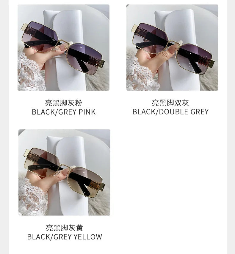 New Fashion Metal Box Women's Sunglasses High Quality High Sense Trend Street Sun Glasses Girls Sunshade Glasses UV400