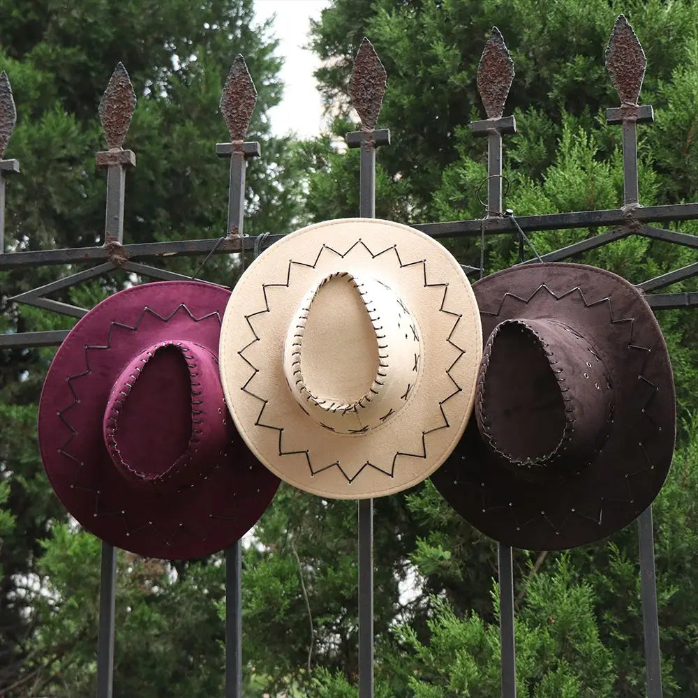 Women Men Cowboy Hat Western Suede Cowgirl Hats Fashion West Fancy Dress Party