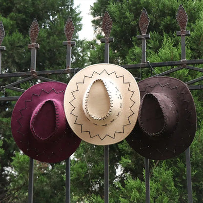 Women Men Cowboy Hat Western Suede Cowgirl Hats Fashion West Fancy Dress Party