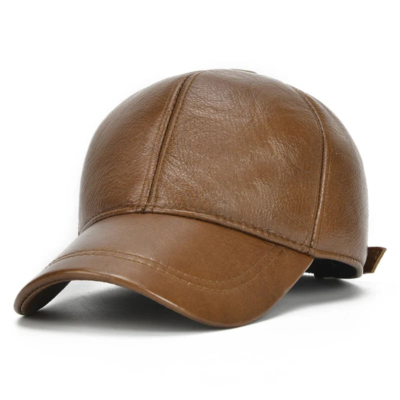 2026 Adjustable Men's Genuine Cowhide Leather Baseball Cap for Fall Winter Outdoor Sports Hat Men Real Cowhide Leather Caps