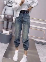 Y2k Large Size Jeans Women's Summer Thin Model Bunched Feet