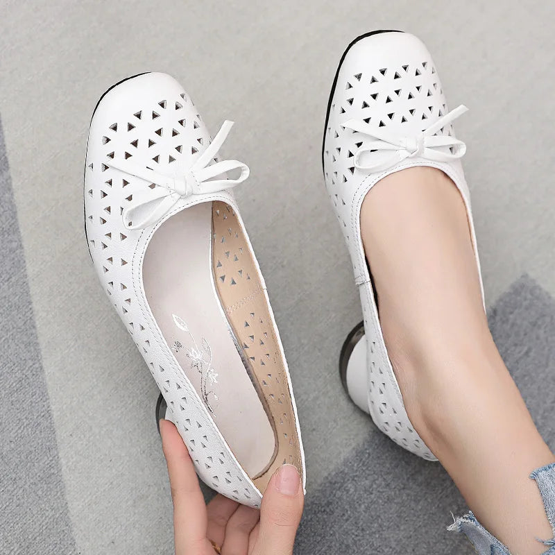 Summer Fashion Ladies Shoes Hollow Women Casual Med High Heels