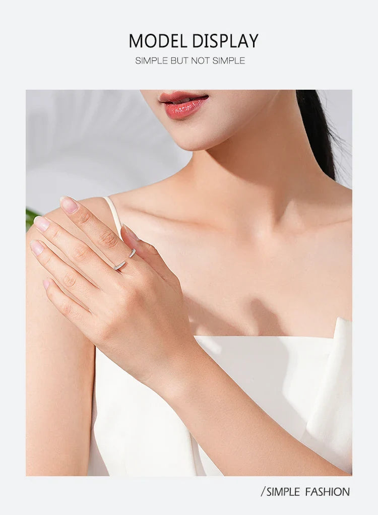 Ailmay 925 Sterling Silver Fashion Open Size Sparkling CZ Index Finger Ring For Women Classic Wedding Engagement Fine Jewelry