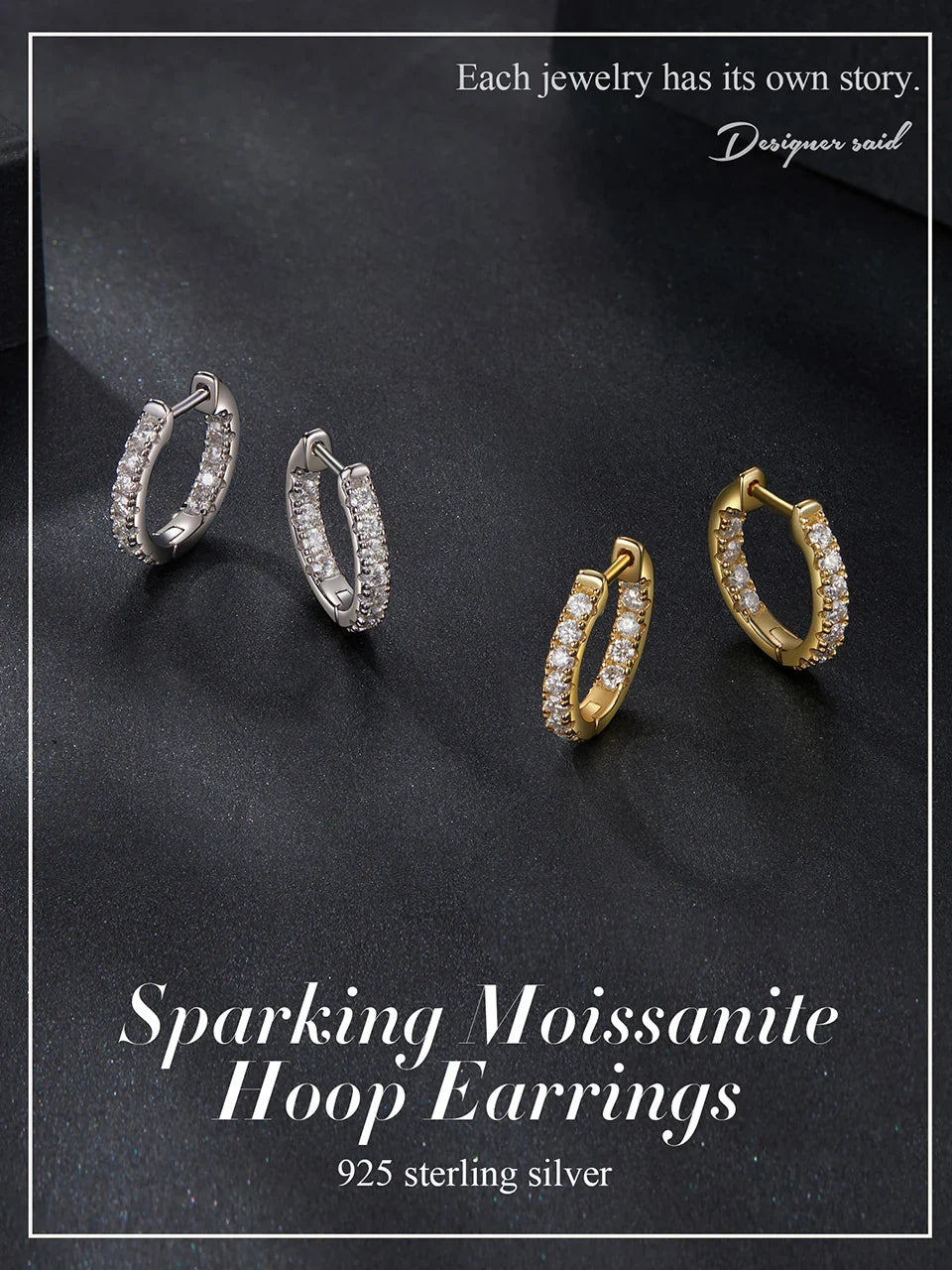 BAMOER Gold Moissanite Hoop Earrings for Women, 925 Sterling Silver D Color Round Cut Lab Diamond Hypoallergenic Earrings