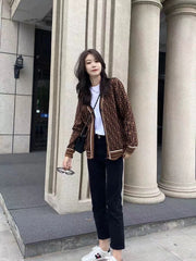 Women's Sweater Knitted Casual Sweater Jacquard Letter Knitted Cardigan