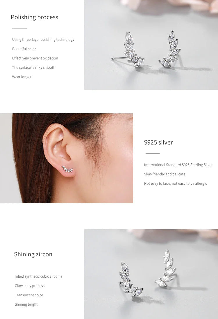 Ailmay Genuine 925 Sterling Silve Fashionc Luxury Feather Wings Design Sparkling Zircon  For Women Wedding Engagement Jewelry