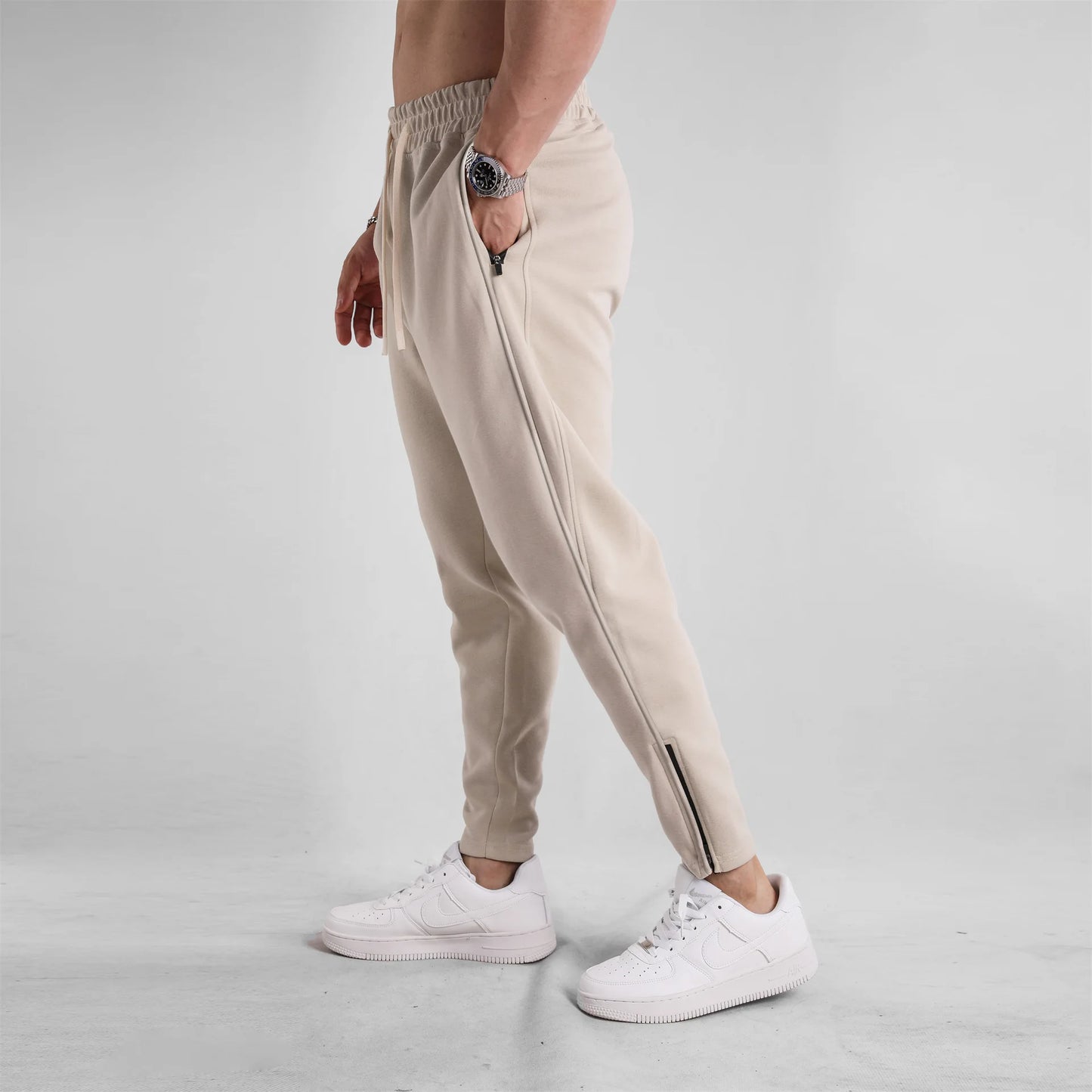 Men's Clothing Sport Casual Zipper Baggy Pants Cotton Long Trousers Outdoor Gym