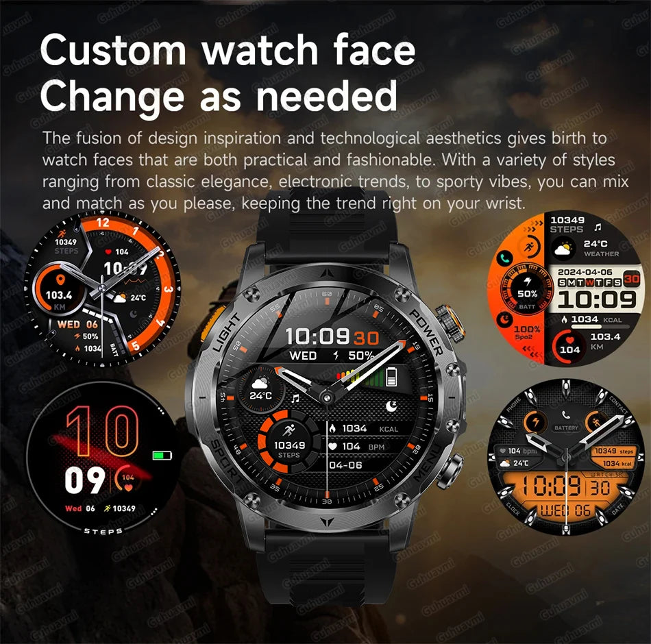New Men Military Outdoor 1000mAh Battery Smart Watch GPS NFC Watches 3ATM Waterproof Swim 1.7-inch HD Bluetooth Call Smartwatch