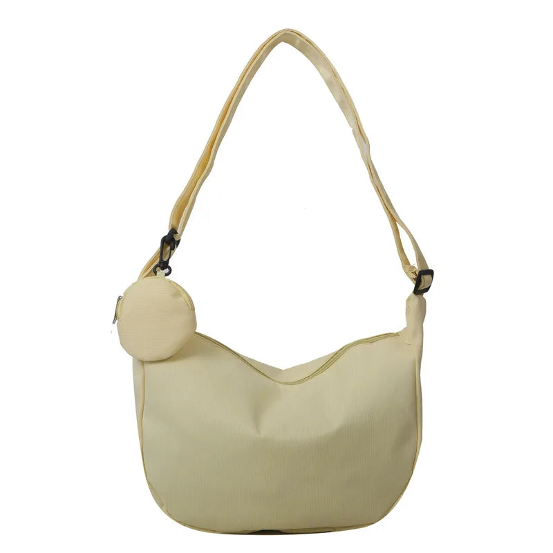 Women's Canvas Shoulder Bag Large Capacity Crossbody Chest Bag Casual Half Moon