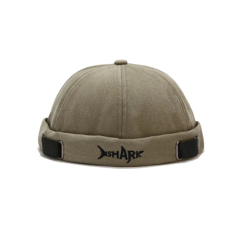 Bocca Embroidery Docker Cap Without Visor Shark Letter Brimless Caps Beanies Dome Adjustable Skullcap Solid Color Fashion Hat