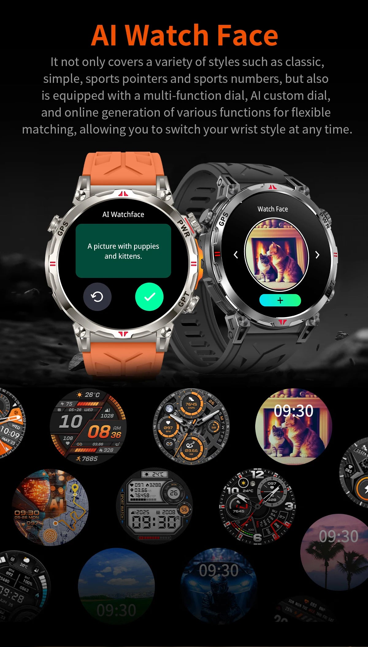2025New Military GPS Sport Smartwatch Men 650mAh AMOLED Screen Compass Altimeter 10ATM Waterproof Heart Rate Wireless Call Clock