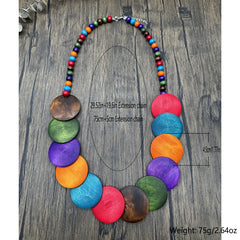 Geometry Bohemian Wood Bead Long Necklaces For Women Handmade