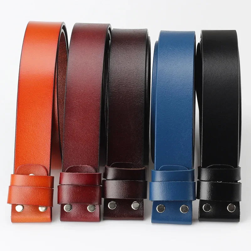 Original Genuine Leather Belt No Buckle for Smooth Buckle Cowboy Black Brown Belt Body Straps Without Buckle for Men Accessories