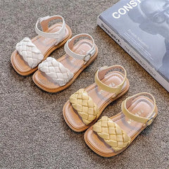 Kids Summer Toddler Flats Little Girls Fashion Beach Sandals Princess Dress Party Weave Soft Sole Baby Toddler Shoes