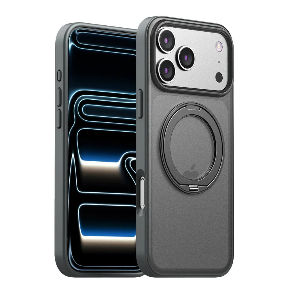 360° Rotating Magnetic Ring Stand Case for MagSafe for iPhone 17 Pro Max 17 Air Matte Transparent Shockproof Phone Cover