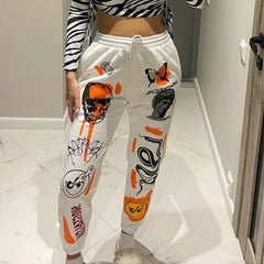 Women Sweatpants Joggers Y2K Harajuku Cartoon Skull Printed Streetwear Sweatpants