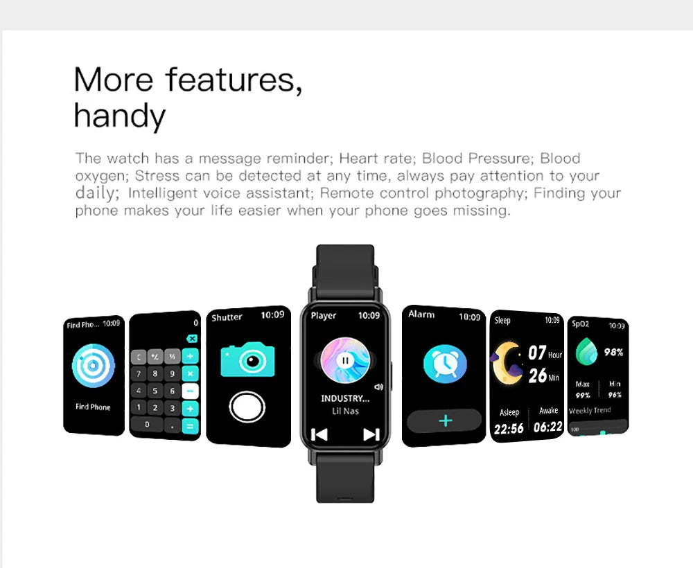 LIGE Smart Watch Men Women Smart Bracelet Wristband 1.45 Inch Heart Rate Waterproof Sports Fitness Tracker Bluetooth Call Band