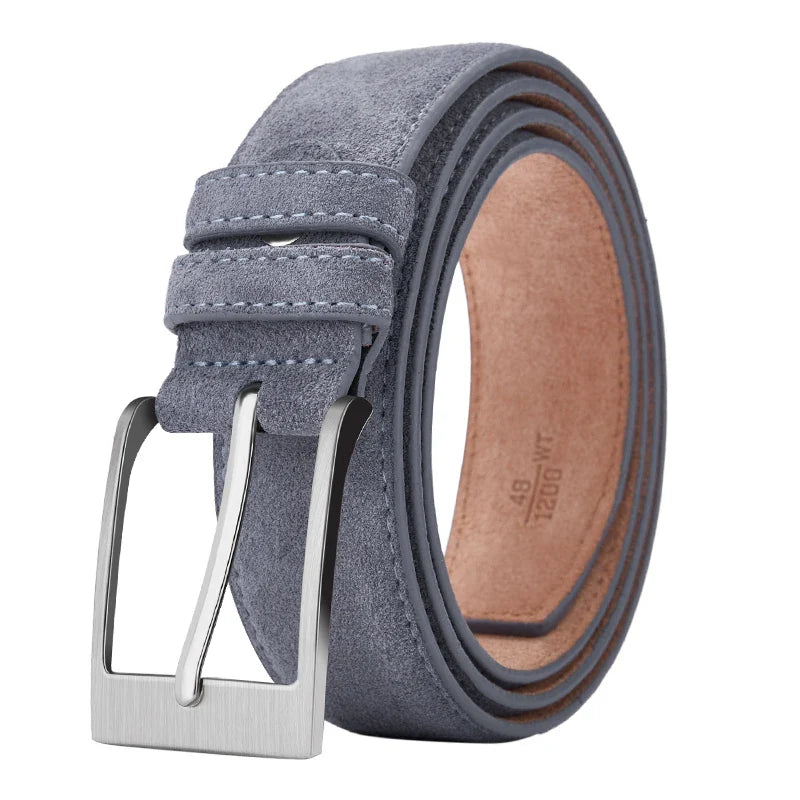 Sude Belts Cow Leather for Man And Lady Plaid Jeans Pin Buckle Luxury High Quality Classic Genuine Leather Sude Belts Cow Leathe