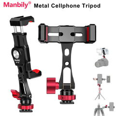 Manbily Metal Phone Holder Clamp with Hot Shoe 360° Rotatable Tripod Adapter