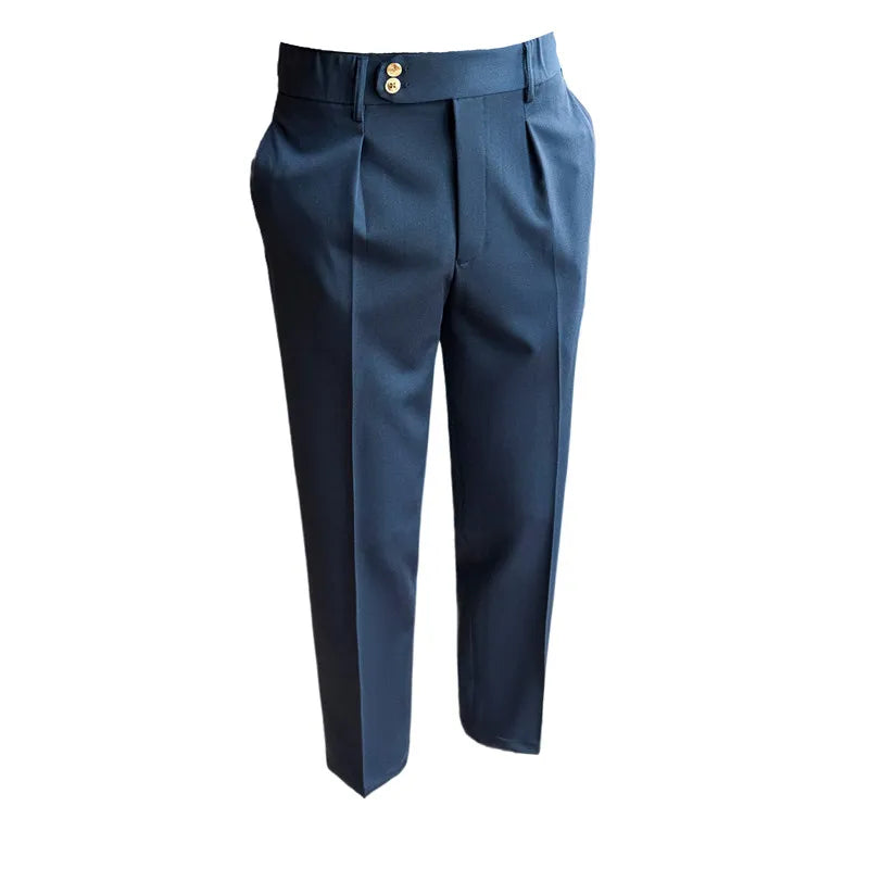 Elastic Waist Design Casual Trousers Men's Trousers White Summer