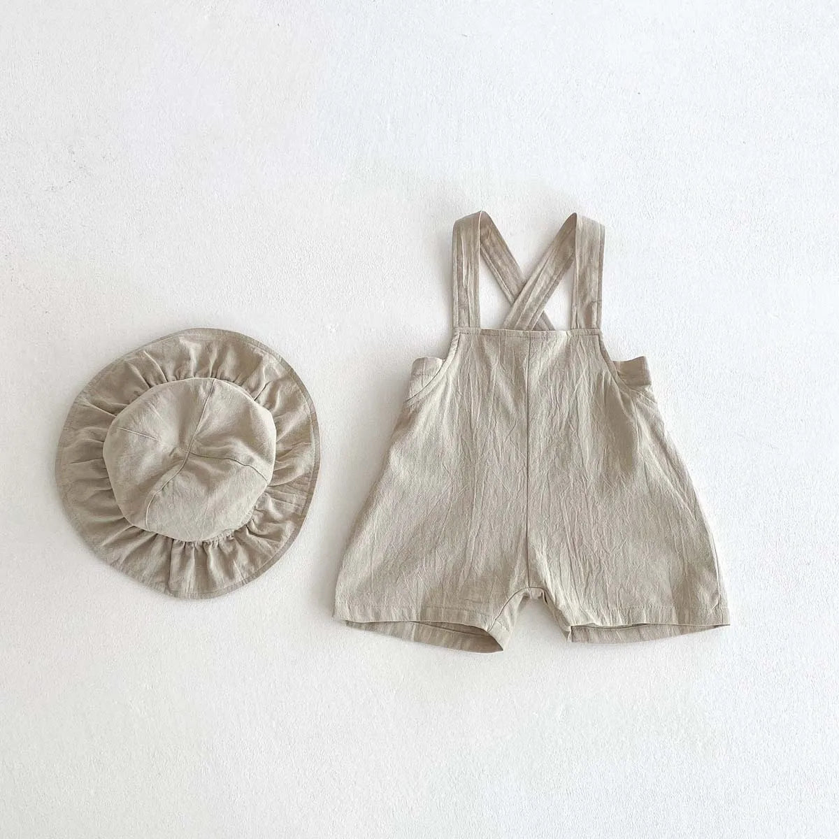 Summer baby basic simple solid color suspenders white doll collar short sleeve jacket suit, summer boys casual cute suit, suspen