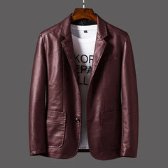 Leather Jacket Men's Slim Suit Leather Jacket Men's Spring And Autumn Biker