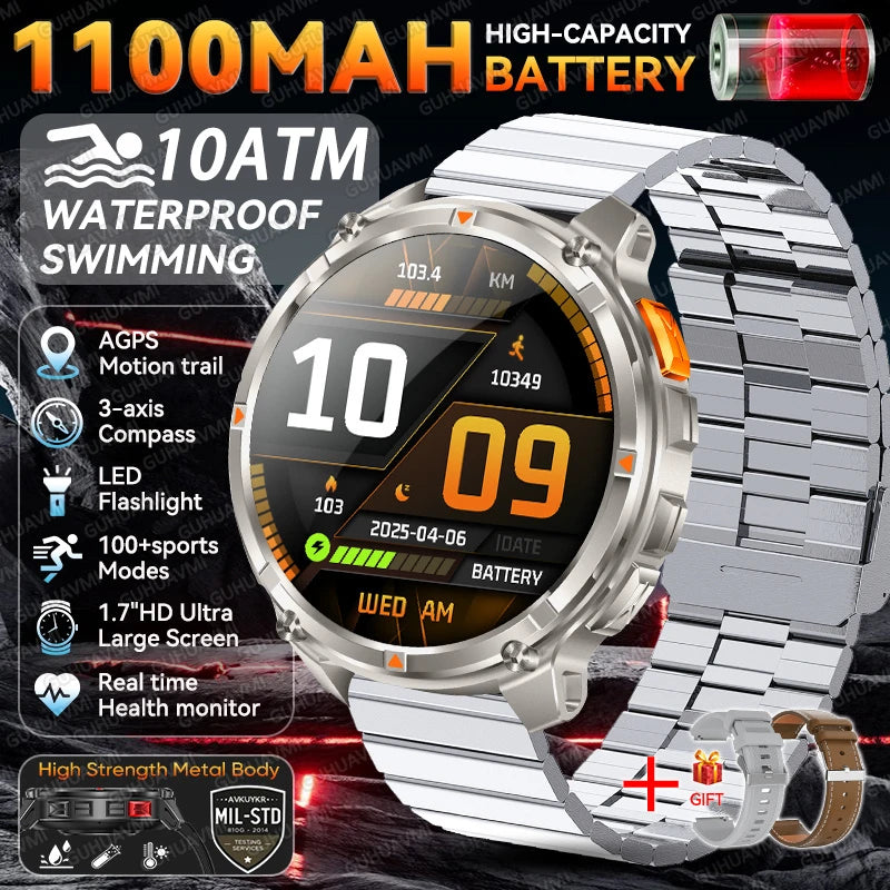 2026 New T-Rex3 Pro GPS Tracker Smartwatch Men 120-Day Standby 1100mAh Clock Rugged Outdoor Sport 10ATM Waterproof Call Watches