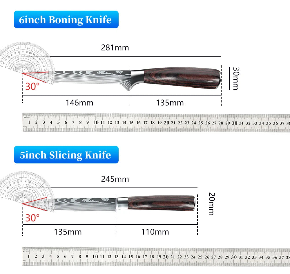 Japanese Kitchen Knives Set Laser Damascus Pattern Chef Knife Sharp