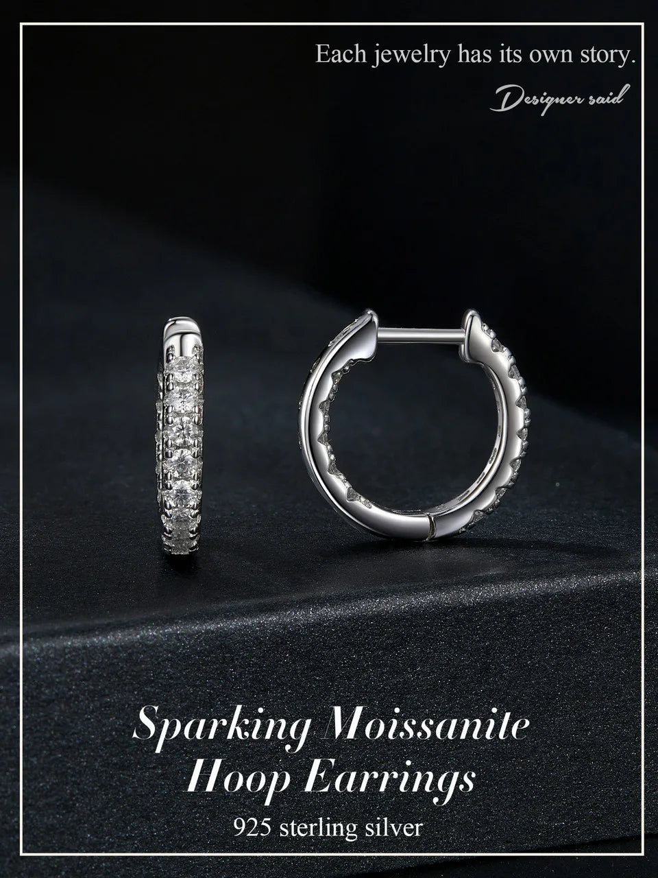 BAMOER Gold Moissanite Hoop Earrings for Women, 925 Sterling Silver D Color Round Cut Lab Diamond Hypoallergenic Earrings