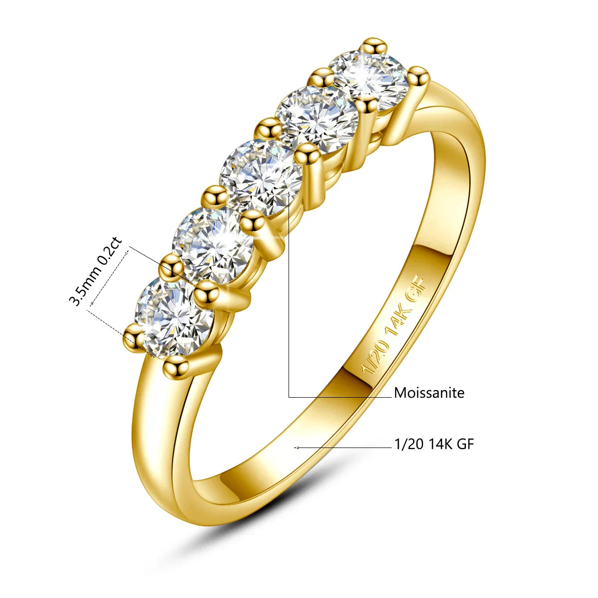 Szjinao 14K Gold Filled Rings For Woman 1.0CT 3.5mm Moissanite Diamond Wedding Jewelry No Tarnish Engagement Lady Gift Wholesale