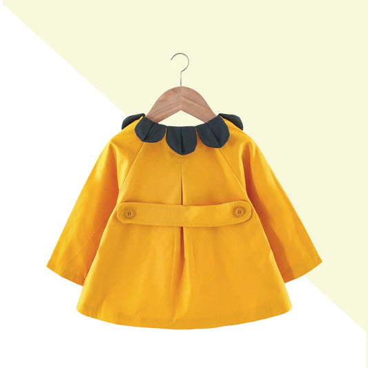 2-Piece Baby Girl Jacket Spring Windbreaker Autumn Children'S Petal Solid Single Breasted Windbreaker+Flower Bag