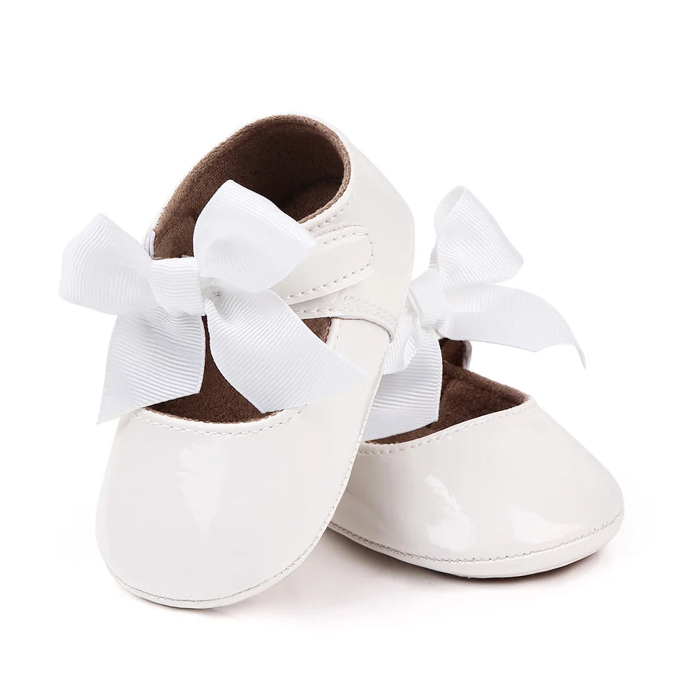 Baby Girl Princess Shoes PU and TPR Anti-slip Cute Bowknot Toddler
