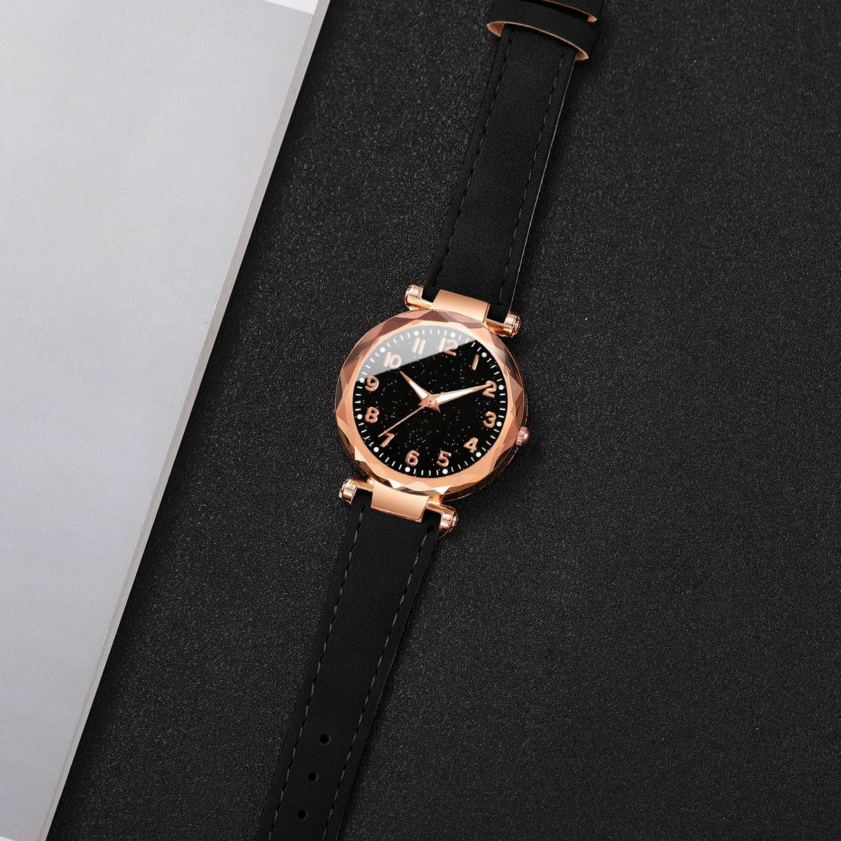 Fashion Arabic Dial Women Quartz Watch Casual Leather Strap Wristwatches for Ladies Clock Reloj Mujer（Without Box）