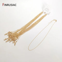 Real Gold Plated Thin Necklace Chain, 45cm Simple Trendy Adjustable Chain for DIY