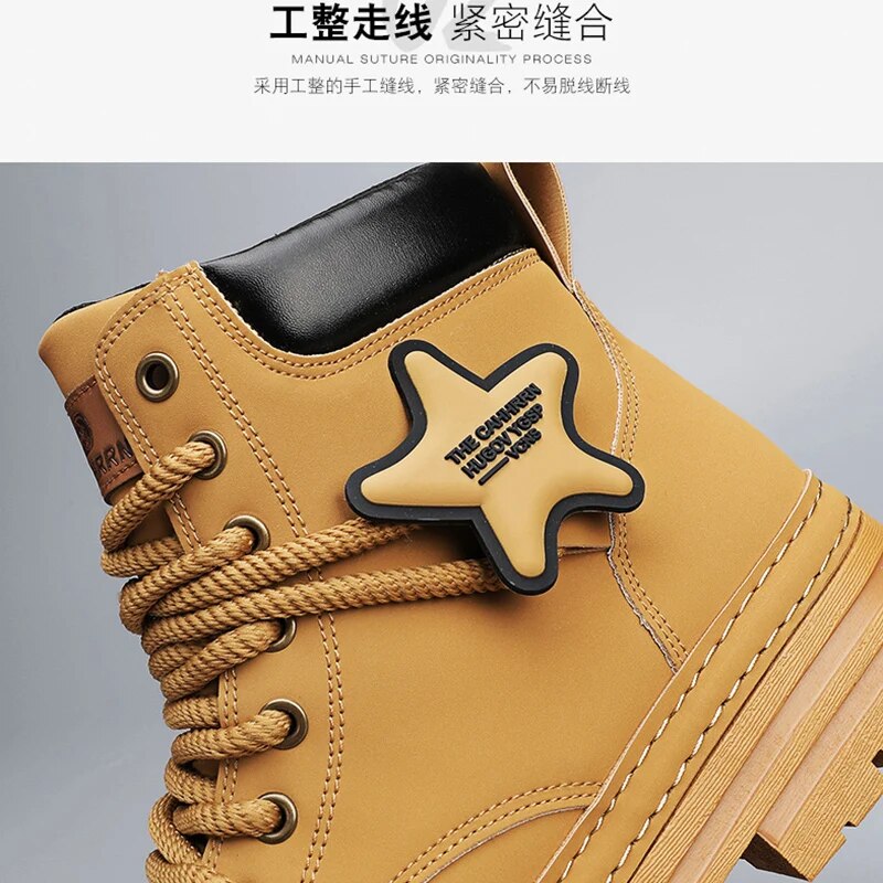Men Leather Luxury Motorcycle Military Boots For Men Winter Chelsea Boots