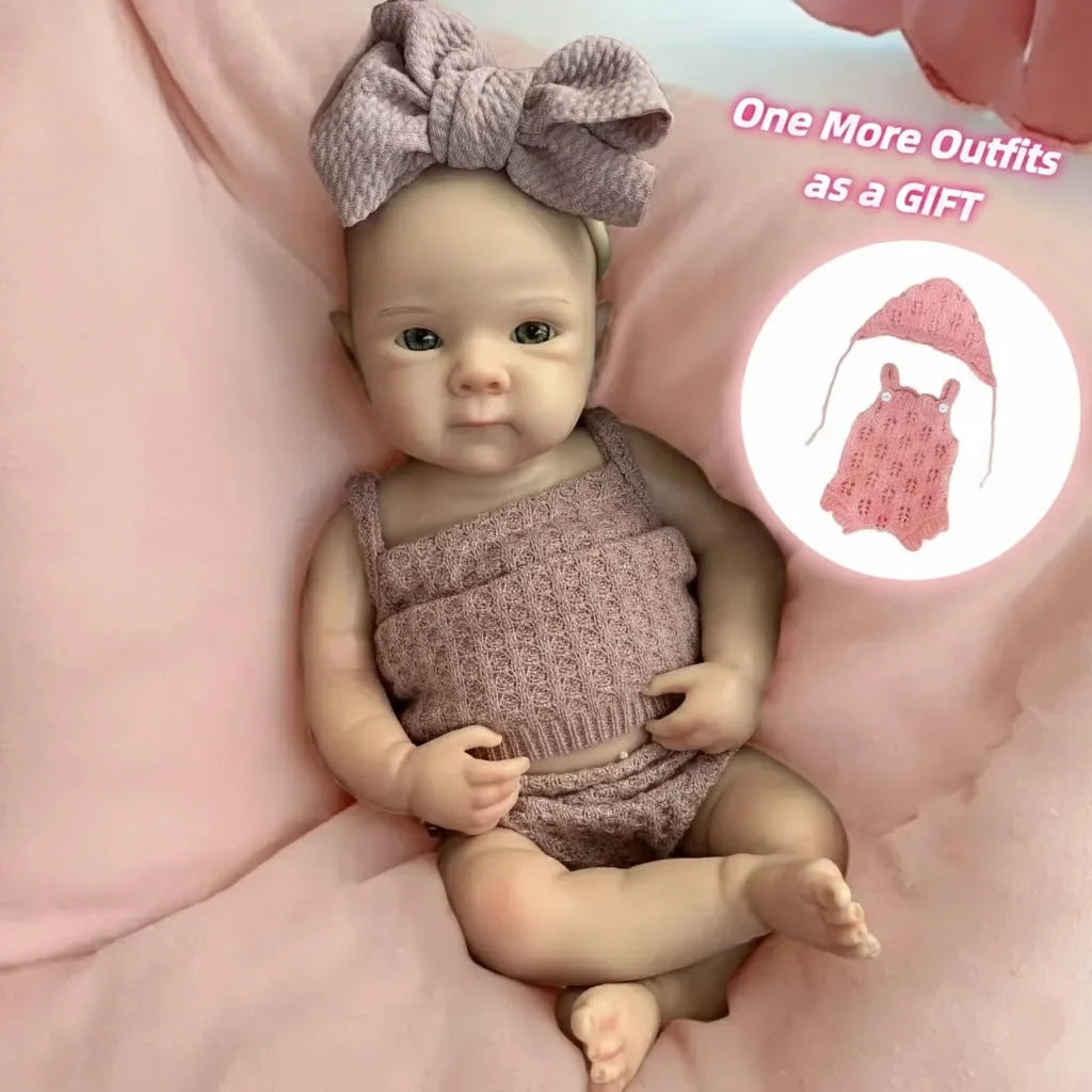 13Inch Waterproof Bettie Reborn Silicone Girl Doll With 2 Sets Outfits Handmade Paint Skin Soft Touch Silicone Girl Doll