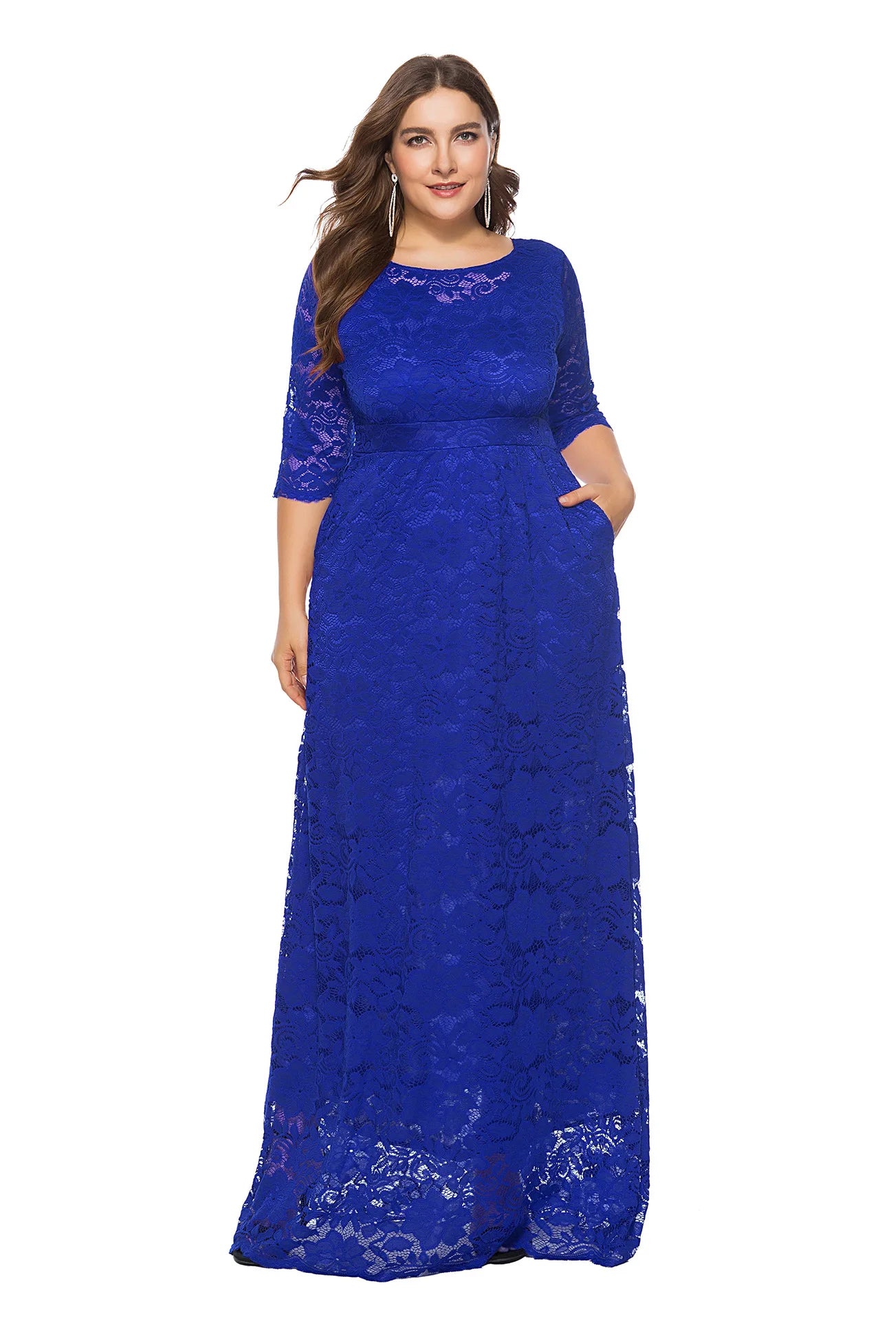 XL-6XL Plus Size African Dresses for Women Elegant African O-neck Lace Wedding Party Evening Maxi Dress Dashiki Africa Clothing