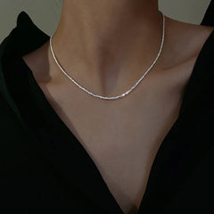 Silver Colour Sparkling Clavicle Chain Choker Necklace For Women Fine Jewelry