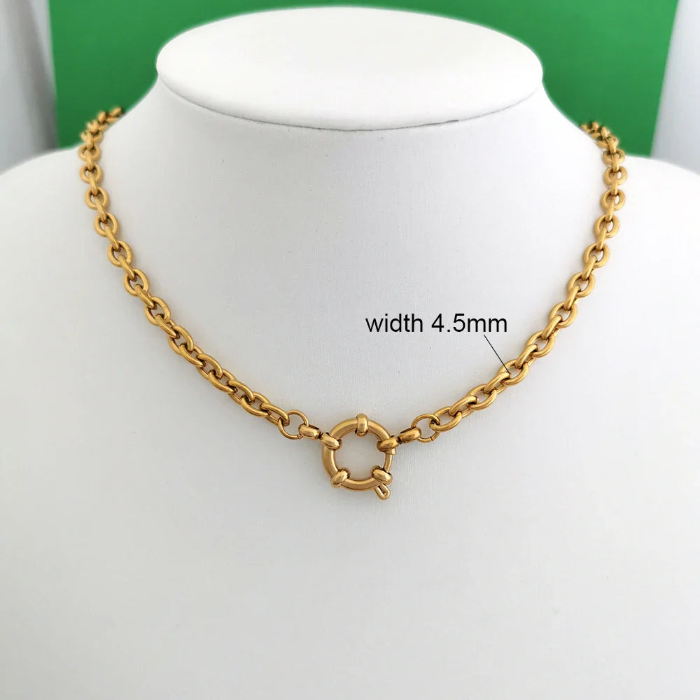 Necklace Women Men Choker Stainless Steel Geometric Rolo Link Cuba Paperclip Chain