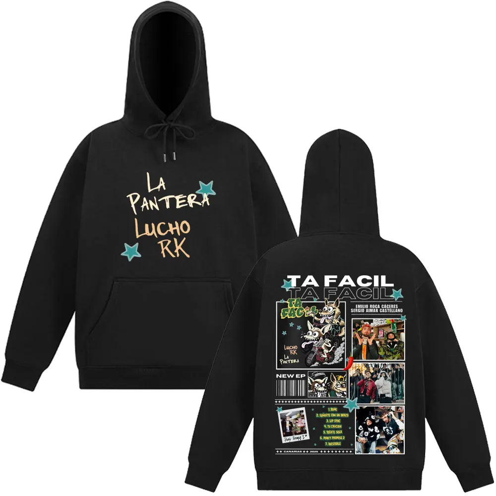 Rapper La Panter Lucho Rk Ta Facil Album 2025 Tour Fashion Print Hoodie Men Women Harajuku Hip-hop Oversized Tracksuit Fan Gifts