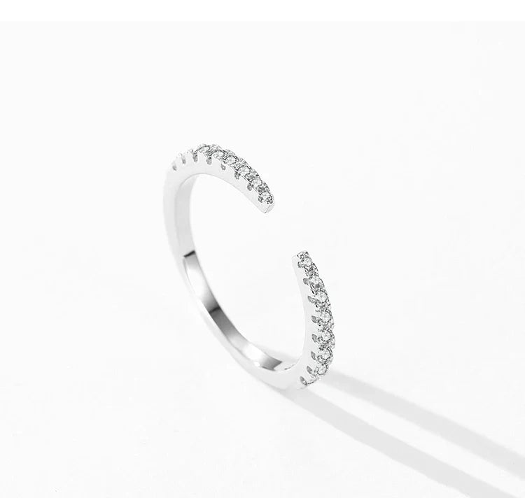Ailmay 925 Sterling Silver Fashion Open Size Sparkling CZ Index Finger Ring For Women Classic Wedding Engagement Fine Jewelry