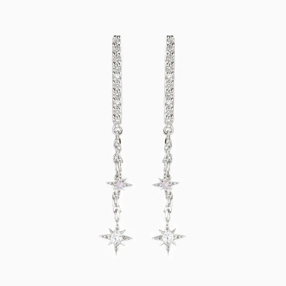 New Design Stainless Steel Cubic Zirconia Chain Stud Earrings For Women Star Moon Cartilage Earring Piercing Jewelry