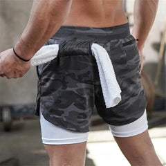 Men Running Shorts 2In1 Double-deck Sport Shorts Sportswear Fitness Short