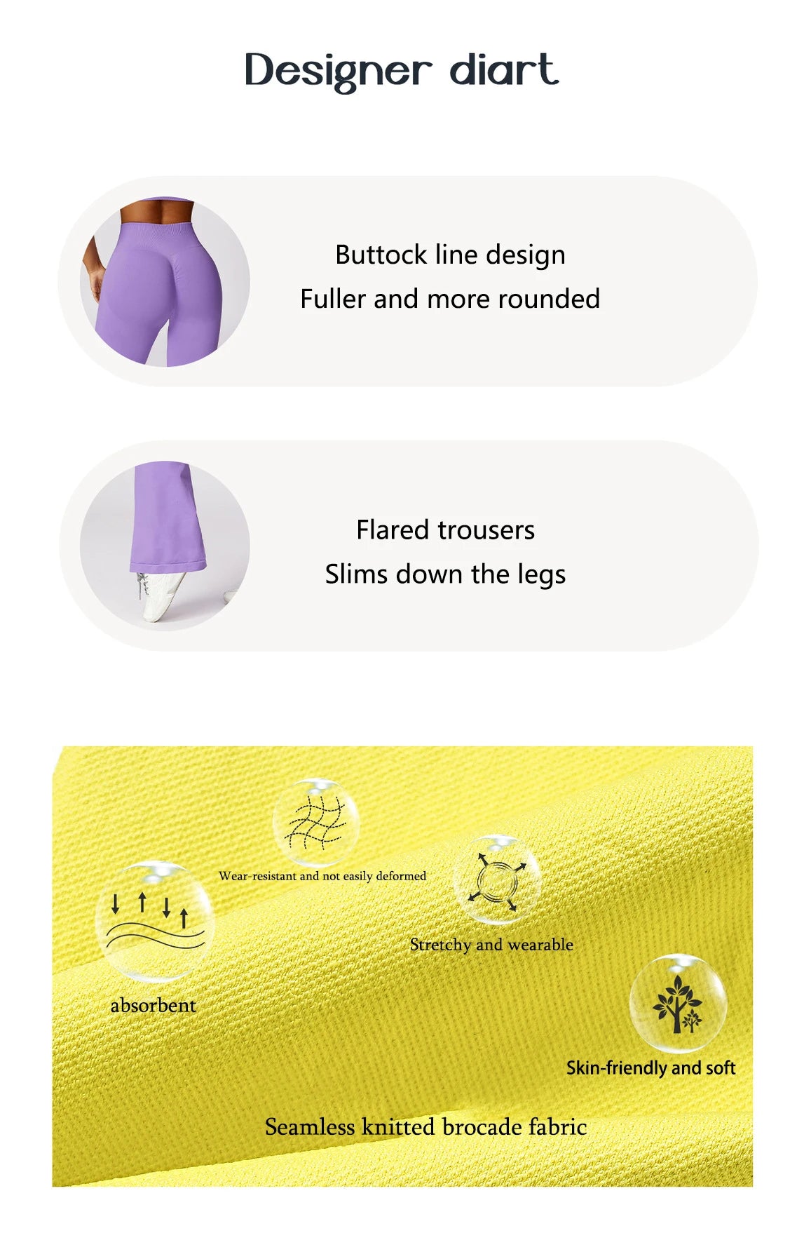 Seamless Flared Leggings Scrunch Sports Leggings Women Gym Yoga Flared Pants