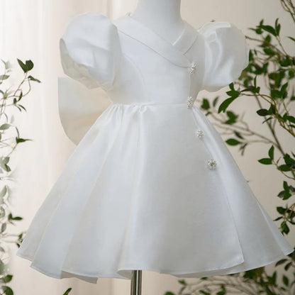 Baby Girl Princess Tutu Dress Infant Toddler Child Vestido Birthday Puff Sleeve Bow Frock Birthday Elegant Baby Clothes 1-12Y