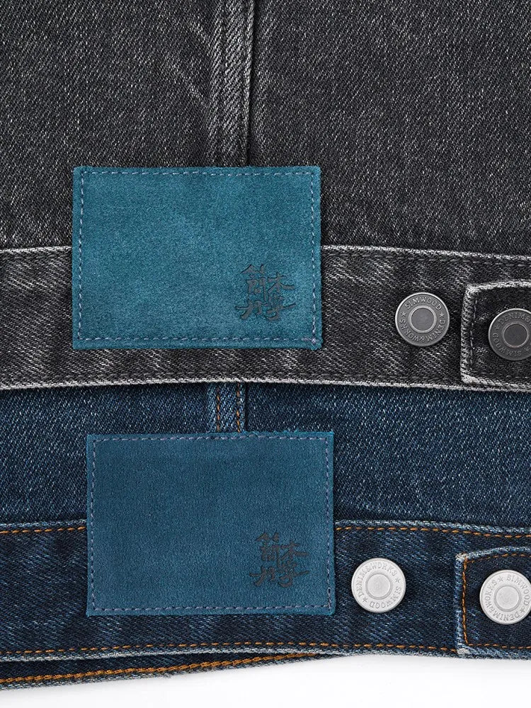 Autumn New Western Style Denim Jacket Men Ruched Design Fashion 15oz Washed Coats